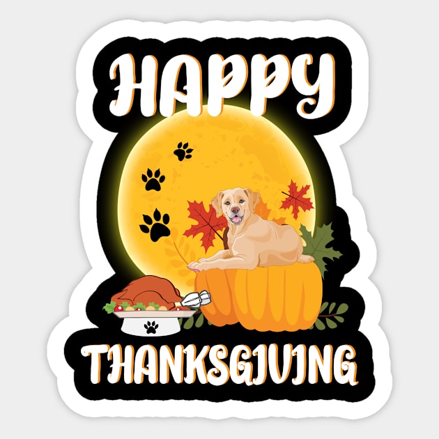 Golden Retriever Seeing Turkey Dish Happy Halloween Thanksgiving Merry Christmas Day Sticker by Cowan79